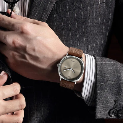 Classic Men's Quartz Analog Watch, Sapphire Crystal, Premium Leather Strap