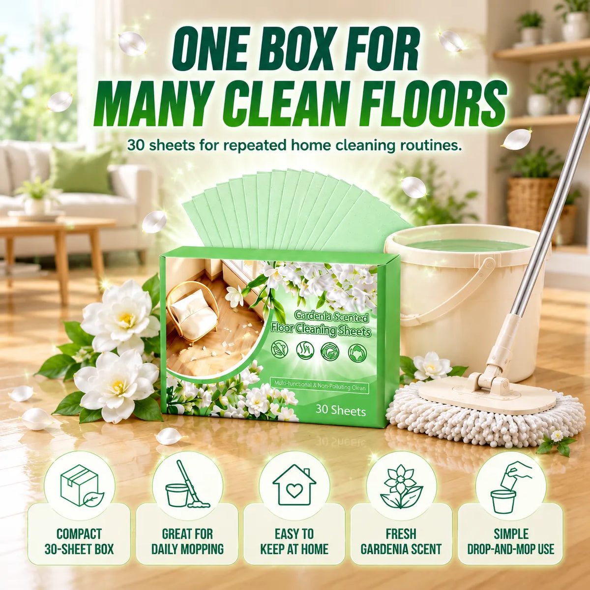 Auveron Verdéa | Multi-Purpose Compressed Floor Cleaning Sheets