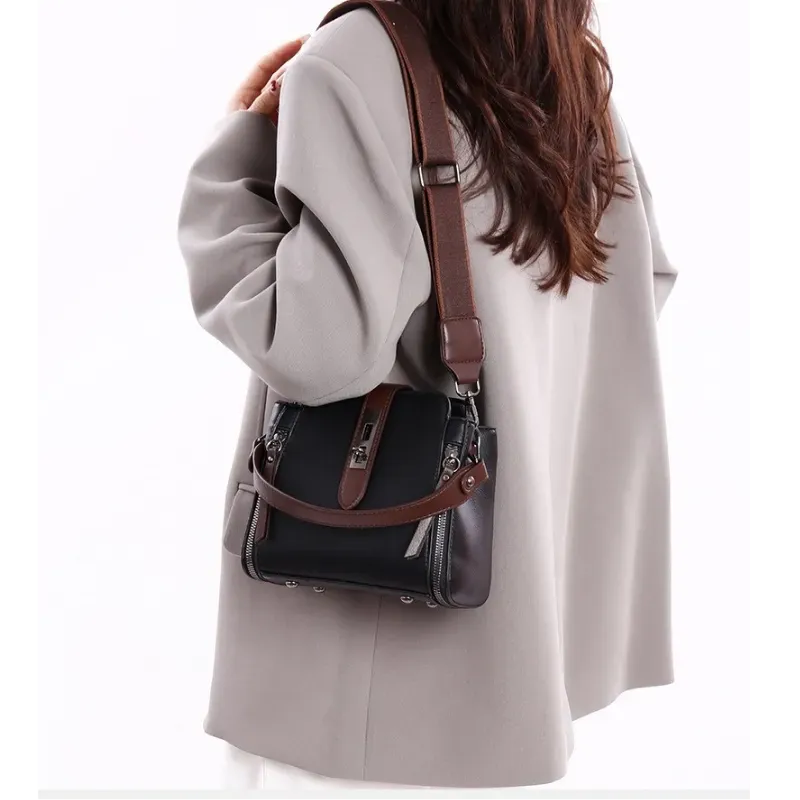 Women’s Genuine Leather Crossbody Messenger Bag With 4 Compartments, Secure Zipper Closure