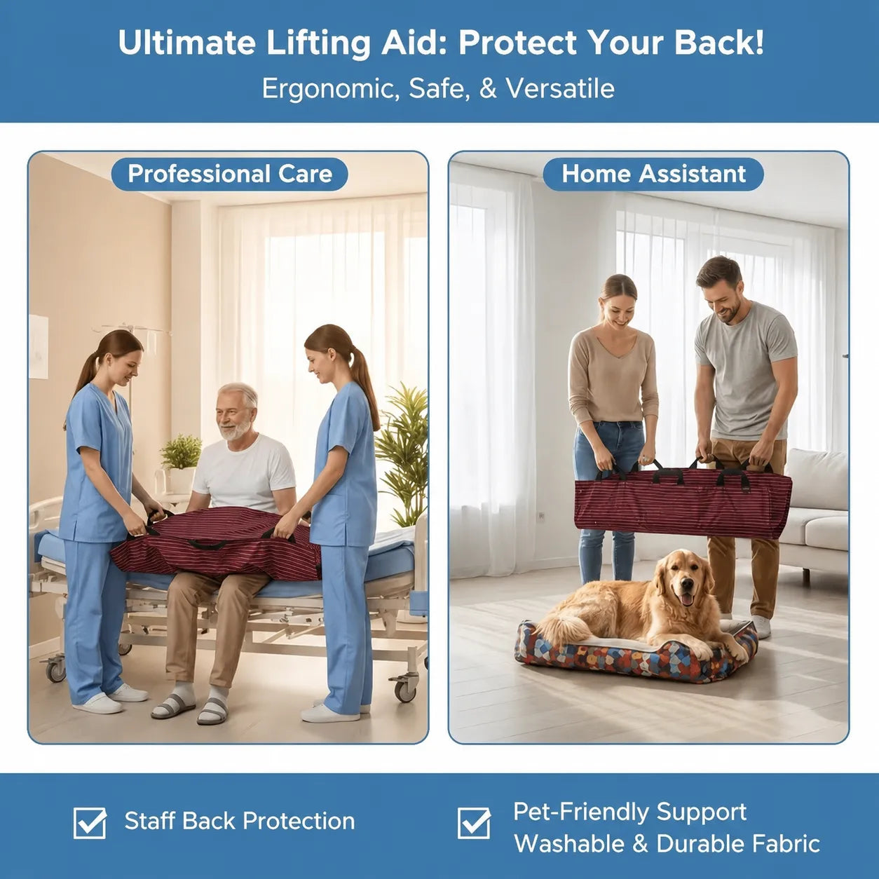Loved One Lift And Transfer Blanket With Reinforced Handles, ❤️ Helping you move loved ones safely