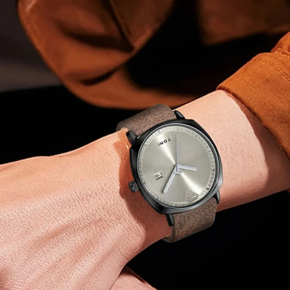 Classic Men's Quartz Analog Watch, Sapphire Crystal, Premium Leather Strap