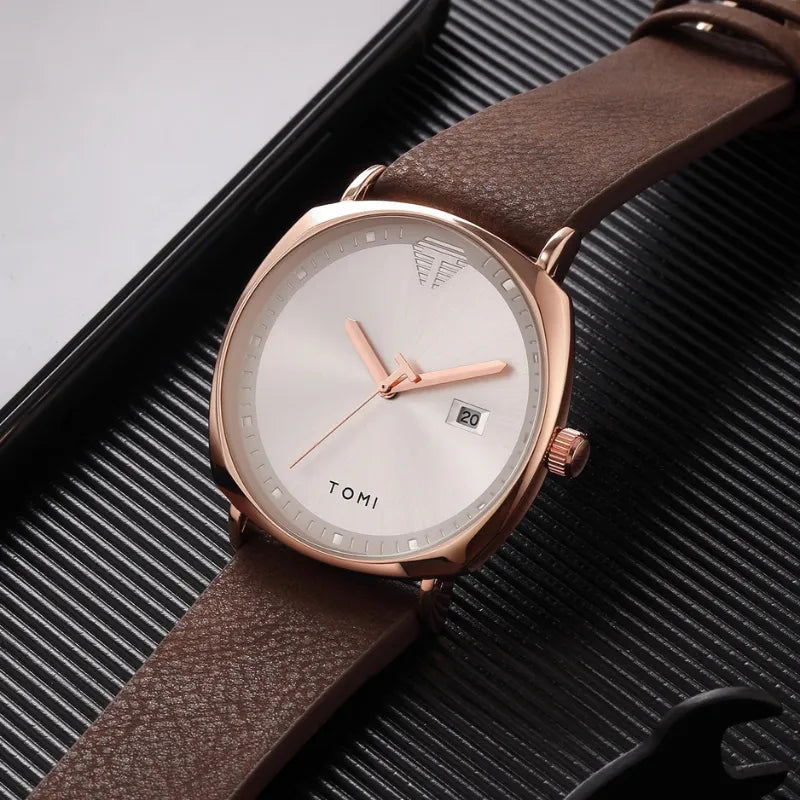 Classic Men's Quartz Analog Watch, Sapphire Crystal, Premium Leather Strap