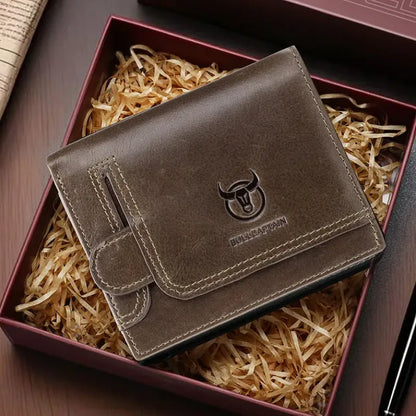 Men's Leather Wallet With RFID Protection, 15 Card Slots, Secure Zip Storage
