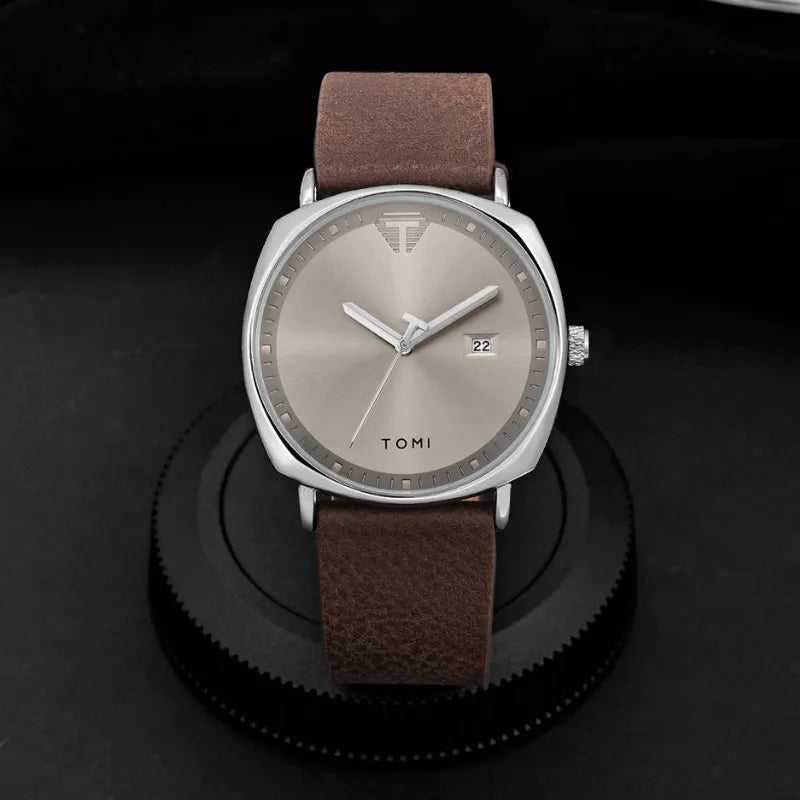 Classic Men's Quartz Analog Watch, Sapphire Crystal, Premium Leather Strap