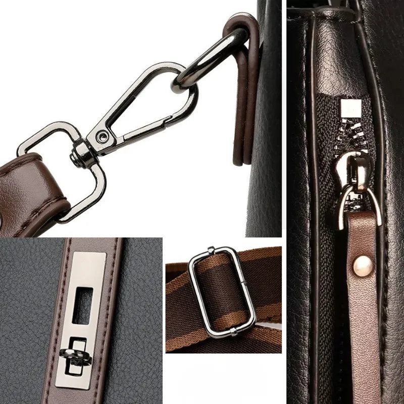 Women’s Genuine Leather Crossbody Messenger Bag With 4 Compartments, Secure Zipper Closure