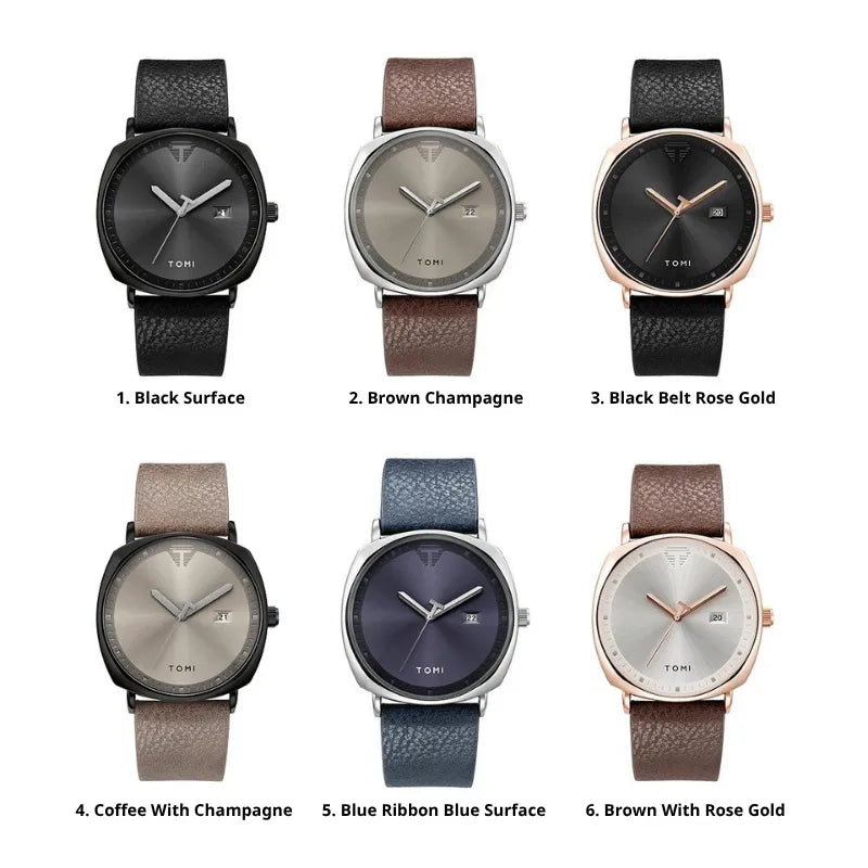 Classic Men's Quartz Analog Watch, Sapphire Crystal, Premium Leather Strap