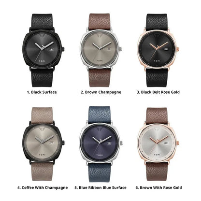 Classic Men's Quartz Analog Watch, Sapphire Crystal, Premium Leather Strap