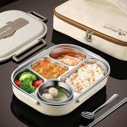 Premium 304 Stainless Steel Insulated Lunch Box, 5 Compartments, Leak-Proof Design
