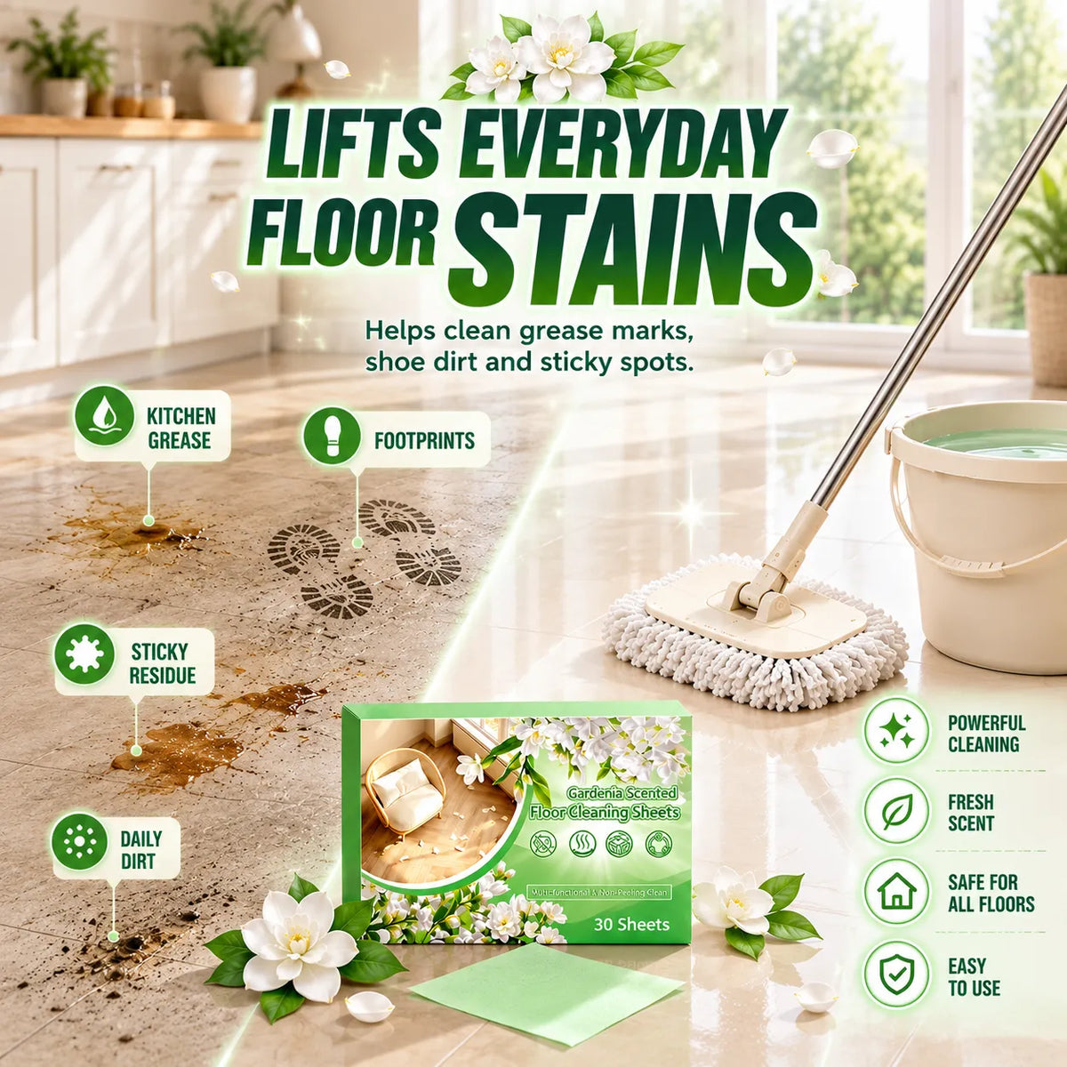 Auveron Verdéa | Multi-Purpose Compressed Floor Cleaning Sheets