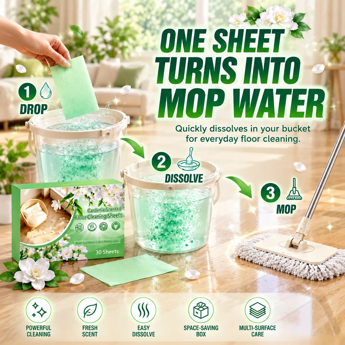 Auveron Verdéa | Multi-Purpose Compressed Floor Cleaning Sheets