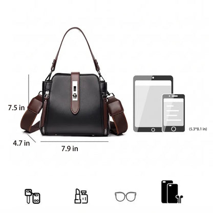 Women’s Genuine Leather Crossbody Messenger Bag With 4 Compartments, Secure Zipper Closure