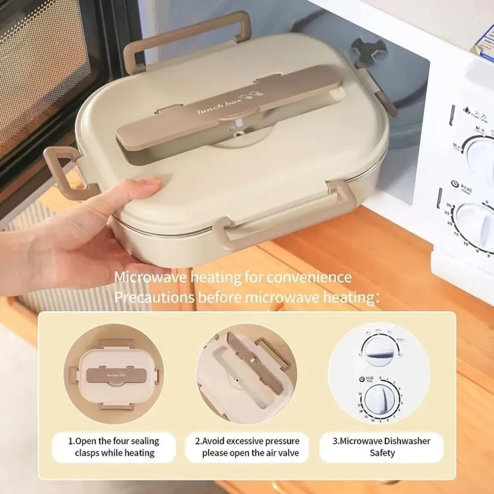 Premium 304 Stainless Steel Insulated Lunch Box, 5 Compartments, Leak-Proof Design