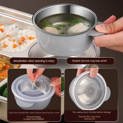 Premium 304 Stainless Steel Insulated Lunch Box, 5 Compartments, Leak-Proof Design