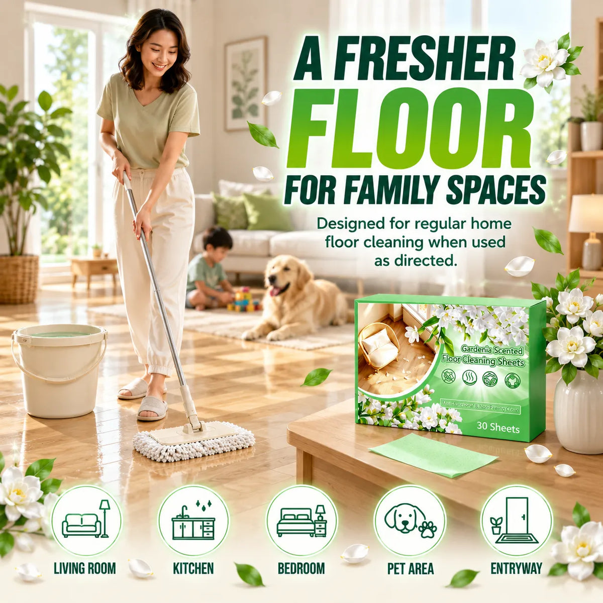 Auveron Verdéa | Multi-Purpose Compressed Floor Cleaning Sheets