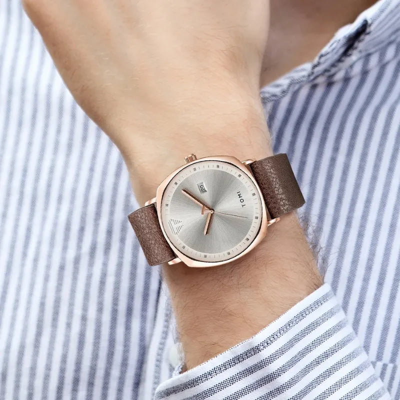Classic Men's Quartz Analog Watch, Sapphire Crystal, Premium Leather Strap