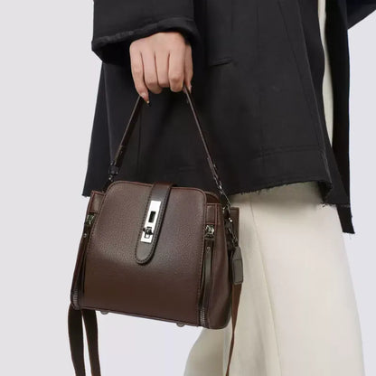 Women’s Genuine Leather Crossbody Messenger Bag With 4 Compartments, Secure Zipper Closure