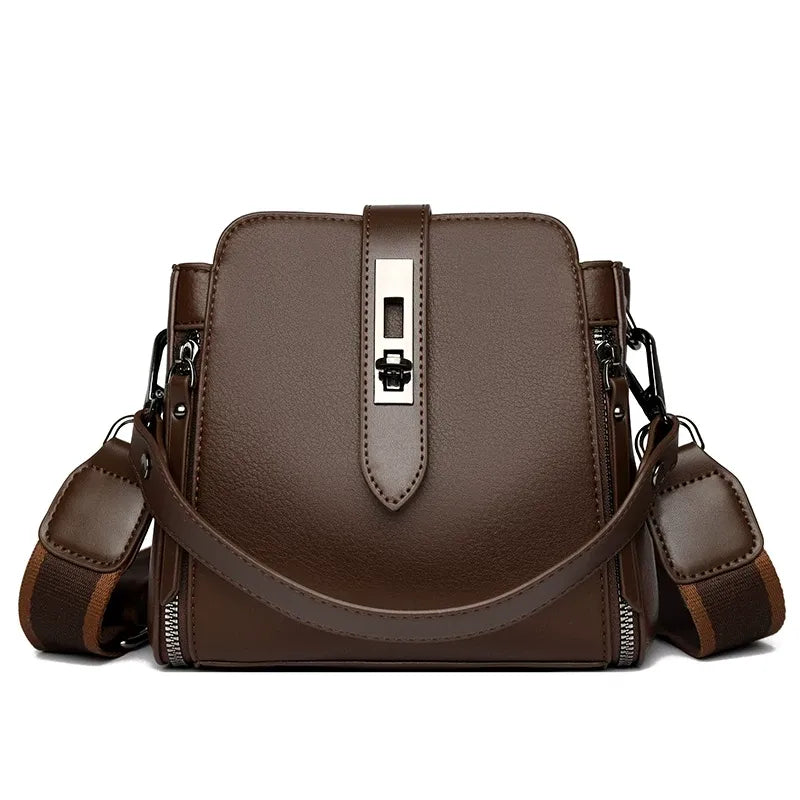 Women’s Genuine Leather Crossbody Messenger Bag With 4 Compartments, Secure Zipper Closure