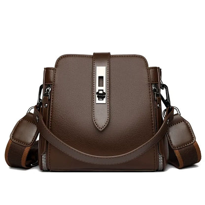 Women’s Genuine Leather Crossbody Messenger Bag With 4 Compartments, Secure Zipper Closure