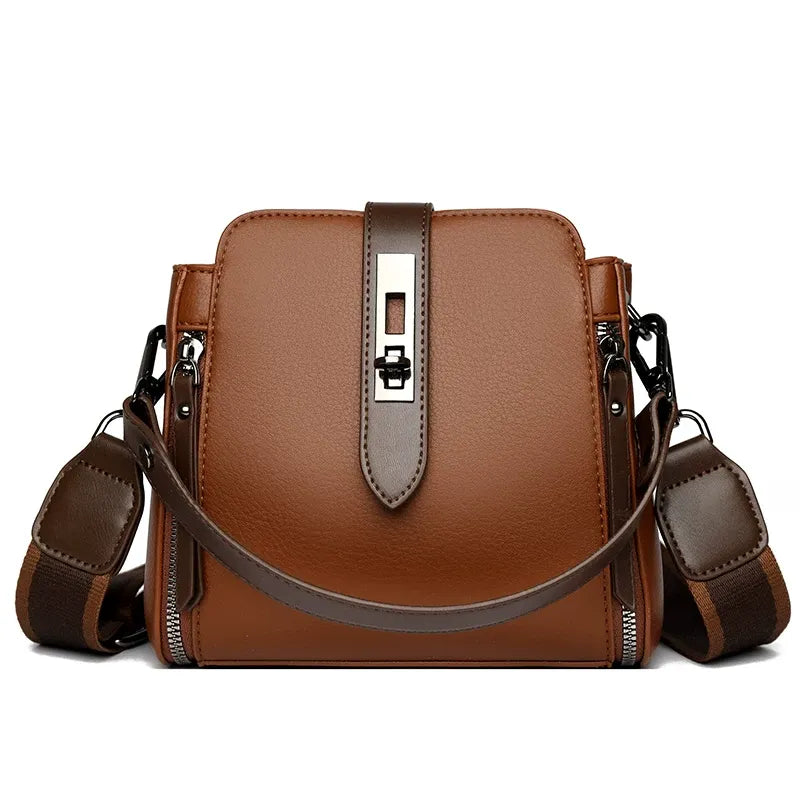 Women’s Genuine Leather Crossbody Messenger Bag With 4 Compartments, Secure Zipper Closure