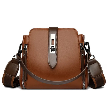 Women’s Genuine Leather Crossbody Messenger Bag With 4 Compartments, Secure Zipper Closure