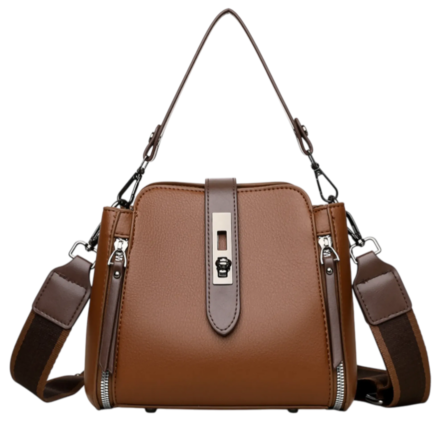 Women’s Genuine Leather Crossbody Messenger Bag With 4 Compartments, Secure Zipper Closure
