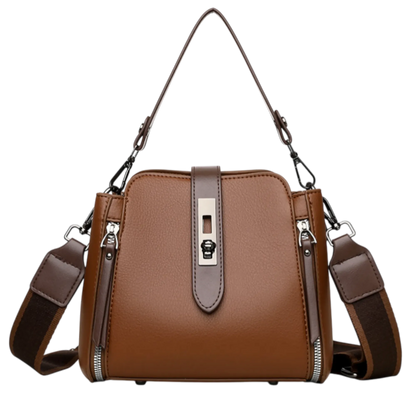 Women’s Genuine Leather Crossbody Messenger Bag With 4 Compartments, Secure Zipper Closure