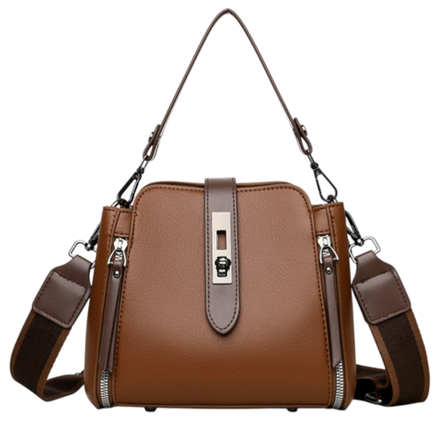 Women’s Genuine Leather Crossbody Messenger Bag With 4 Compartments, Secure Zipper Closure