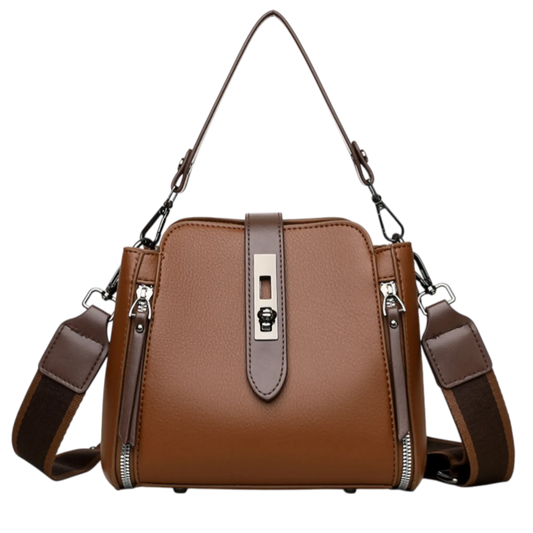 Women’s Genuine Leather Crossbody Messenger Bag With 4 Compartments, Secure Zipper Closure