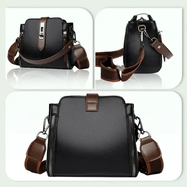 Women’s Genuine Leather Crossbody Messenger Bag With 4 Compartments, Secure Zipper Closure