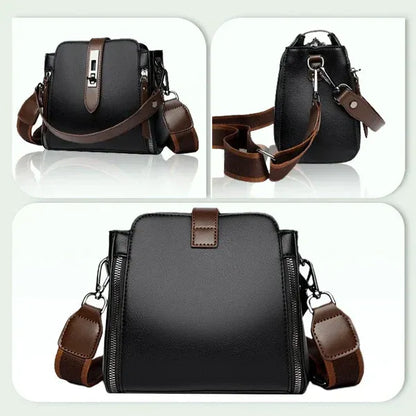 Women’s Genuine Leather Crossbody Messenger Bag With 4 Compartments, Secure Zipper Closure