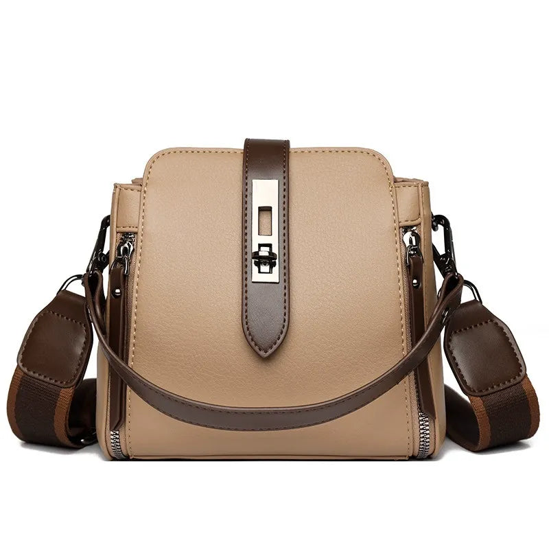Women’s Genuine Leather Crossbody Messenger Bag With 4 Compartments, Secure Zipper Closure